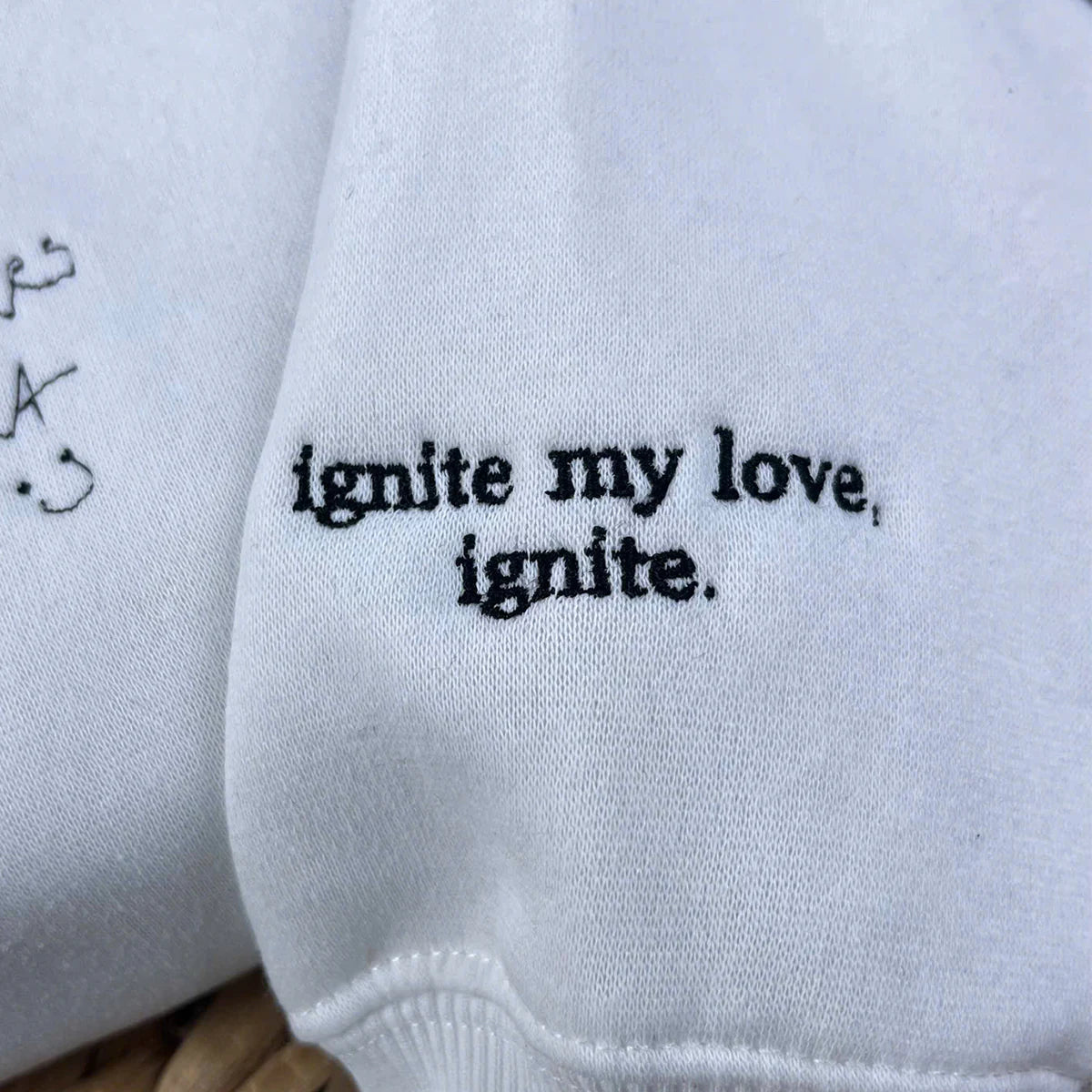 BookTok merch embroidered Shatter Me sweatshirt with Sector 45 CCR uniform inspired by Aaron Warner.