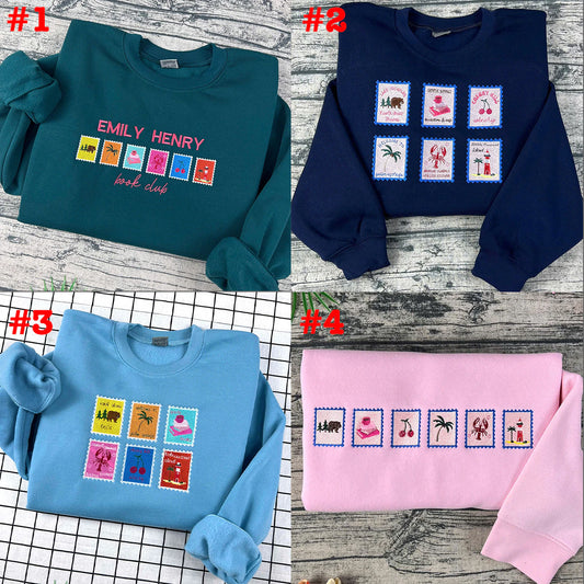 Emily Henry inspired embroidered sweatshirt