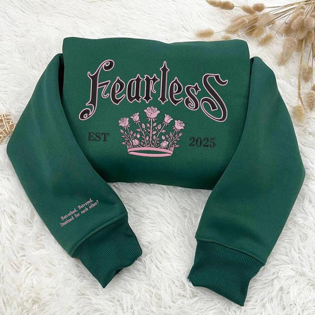 FEARLESS embroidered sweatshirt featuring Lauren Roberts Merch from the Powerless Series, perfect hoodie for fans of the series.