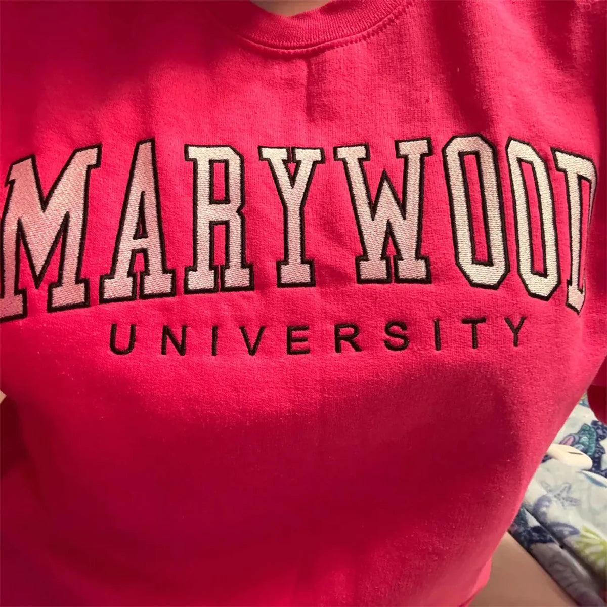 Christmas gift idea: embroidered varsity sweatshirt with text design