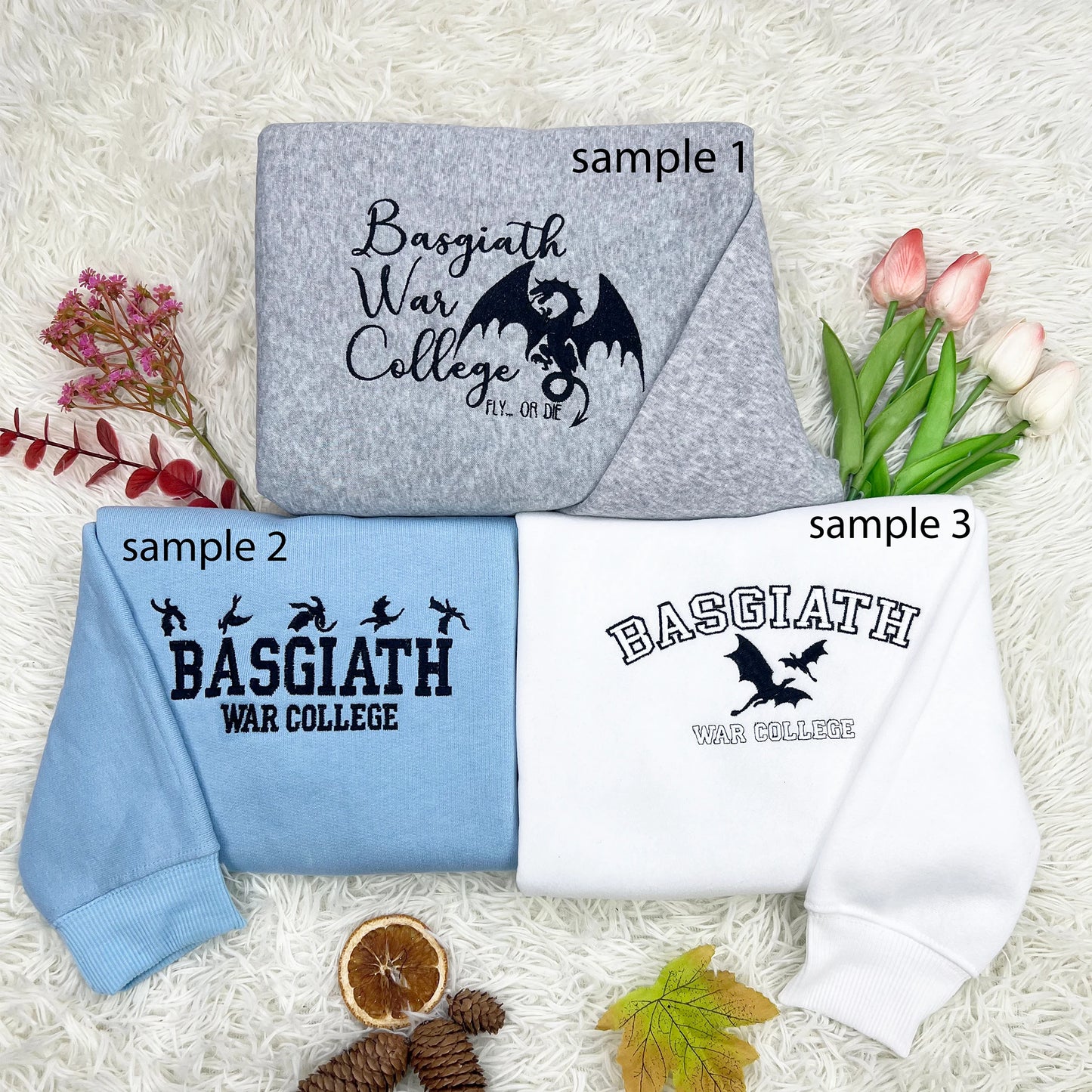 Fourth Wing Embroidered Sweatshirt | Custom Basgiath War College | Dragon Rider Merch