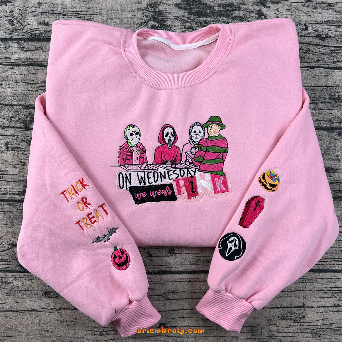 Funny horror movie embroidered sweatshirt for spooky season