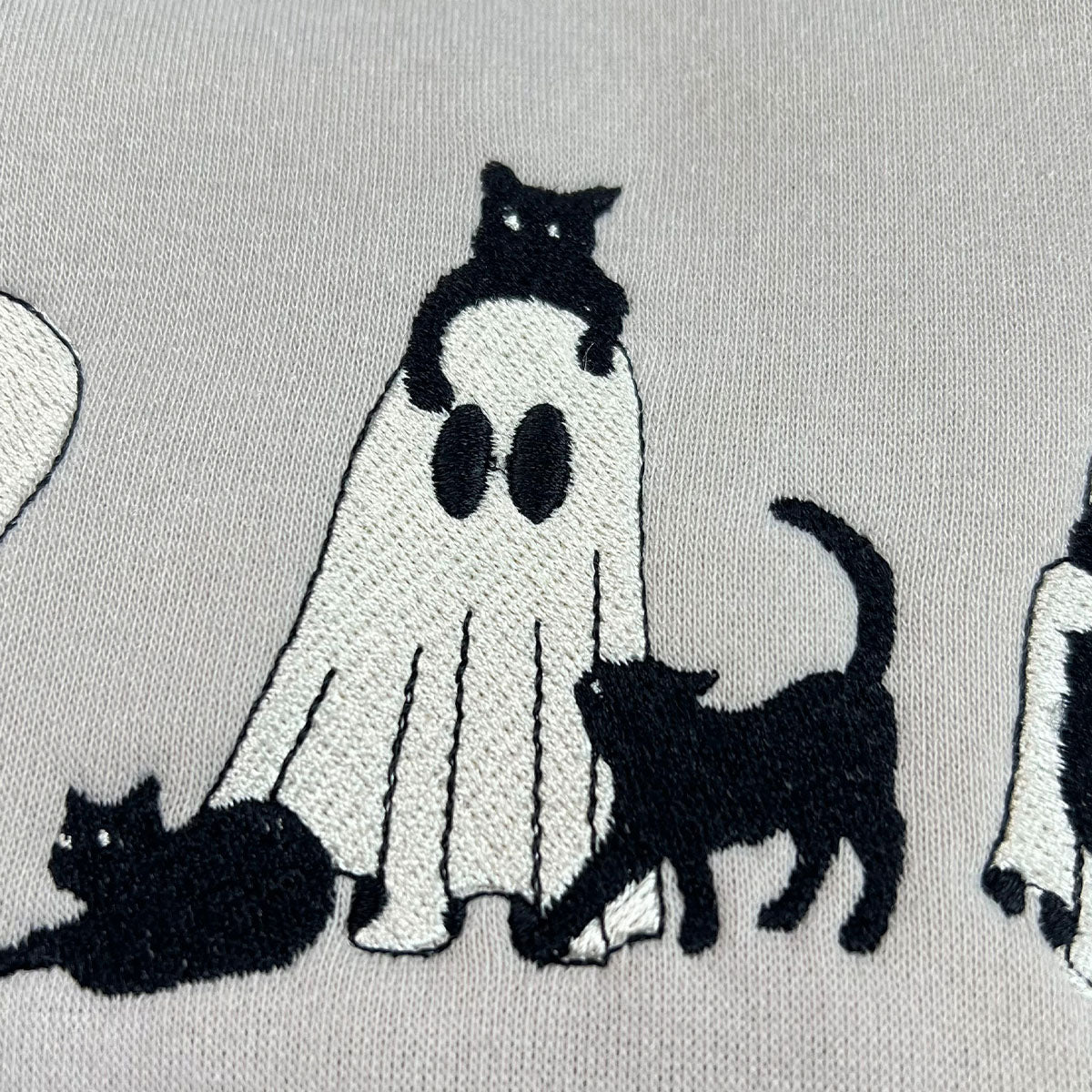 Ghost Cat Halloween Shirt Embroidered for Spooky Season