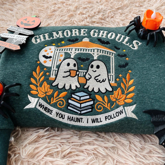 Gilmore Ghouls embroidered sweatshirt spooky fall outfit