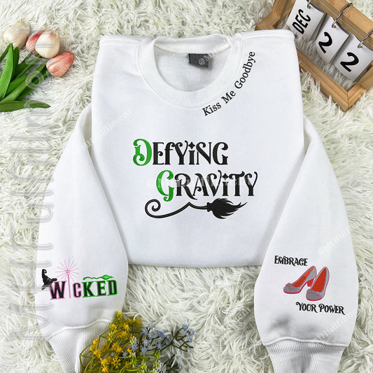 Cozy embroidered Wicked sweatshirt fan gift for her