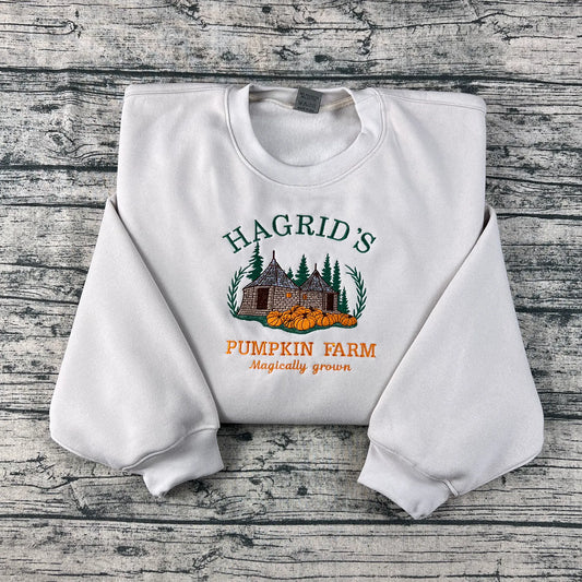Hagrid's Pumpkin Farm embroidered sweatshirt β cozy Halloween spooky season shirt for fall