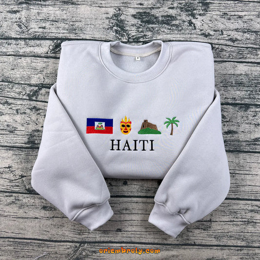 Haiti sweatshirt with embroidered Haitian flag