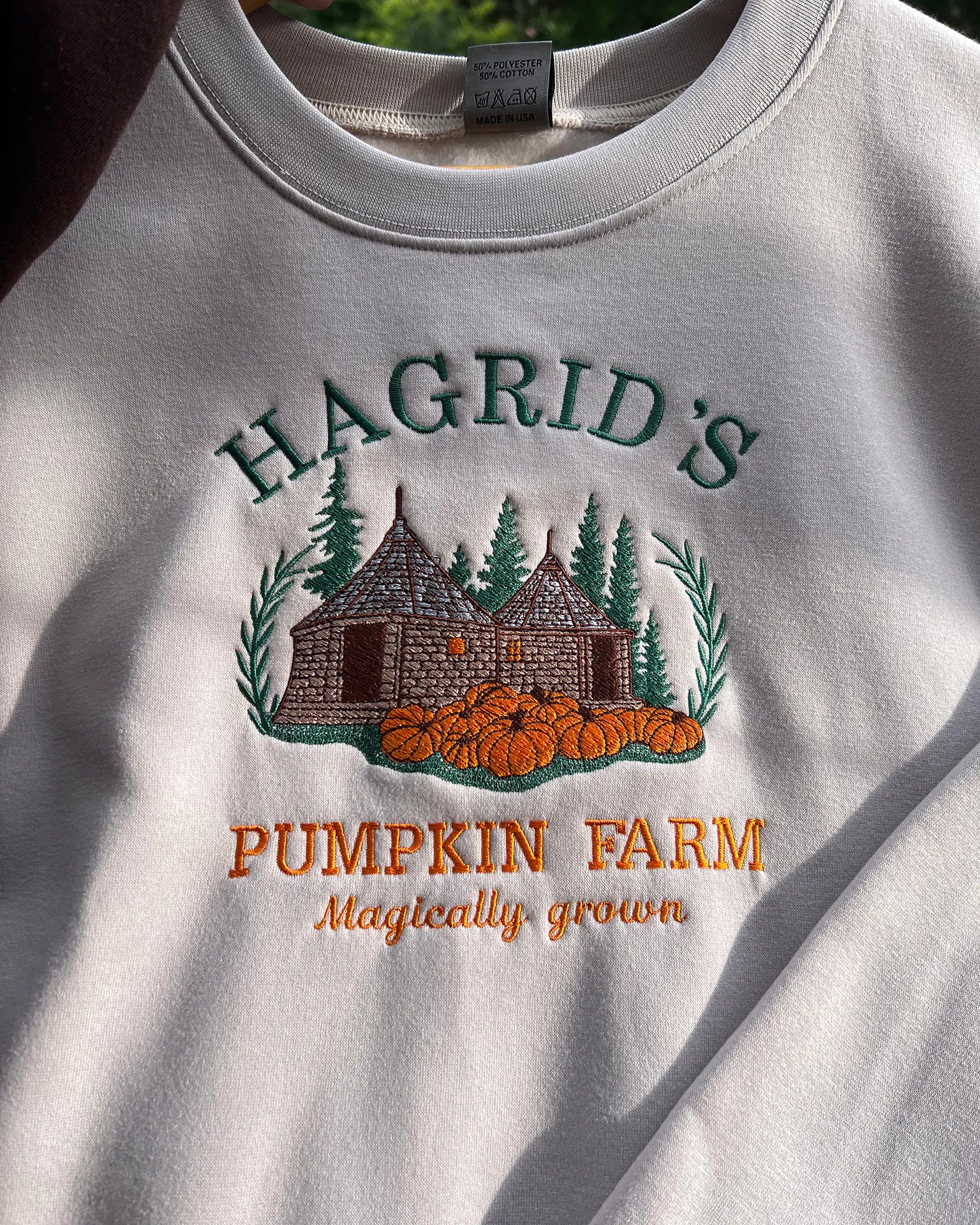 Halloween embroidered tee – Hagrid's Pumpkin Farm pumpkin sweatshirt for cozy fall vibes