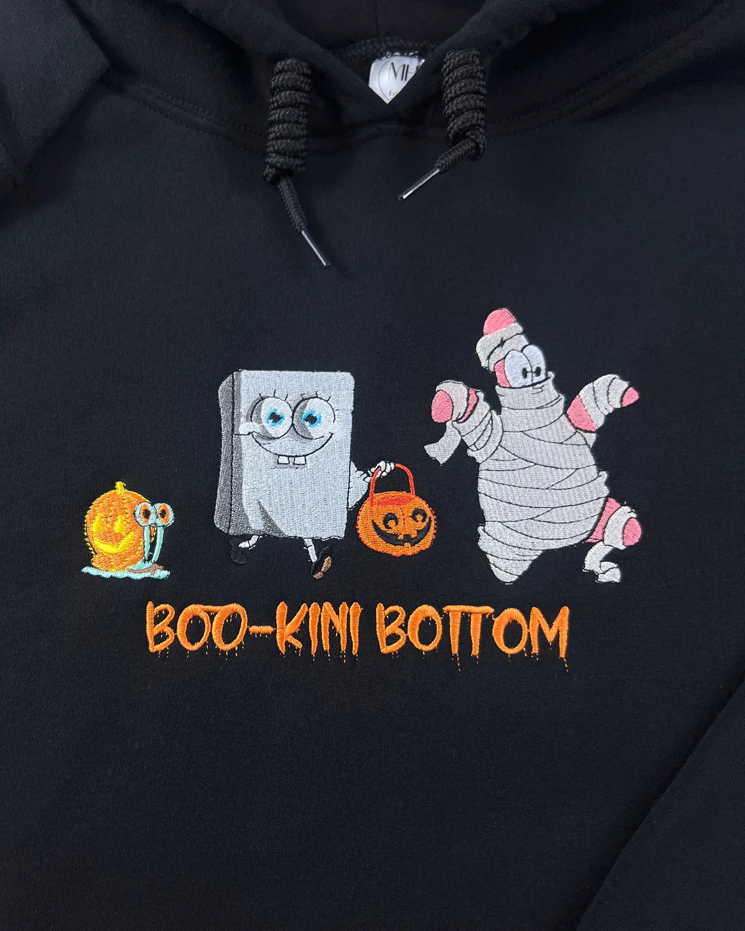 Halloween spooky Sponge embroidered crewneck sweatshirt with cute spooky vibes