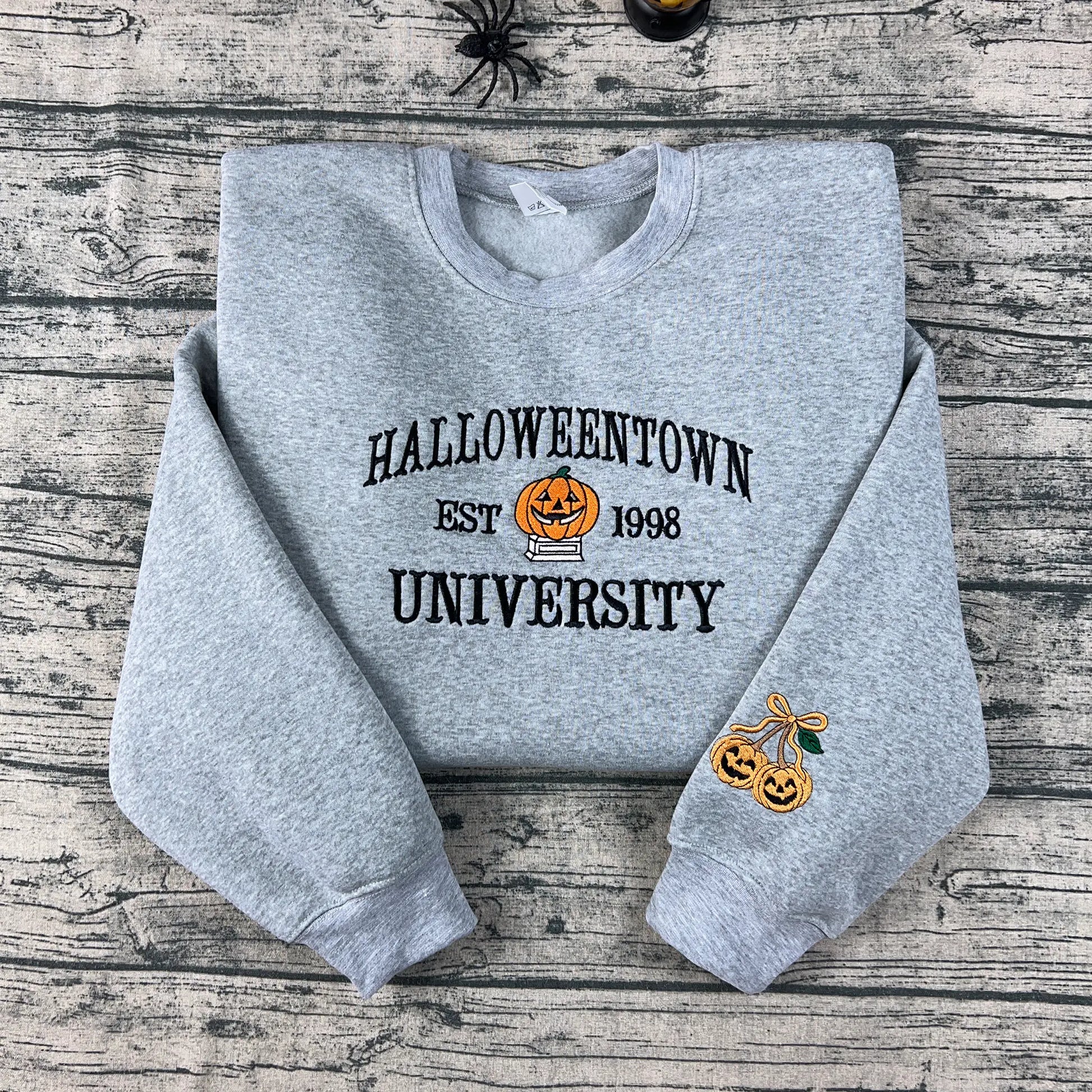 Halloweentown University embroidered pumpkin sweatshirt – cozy Halloween college crewneck