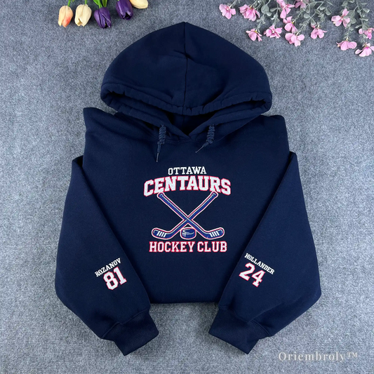 embroidered hockey hoodie collegiate sports sweatshirt