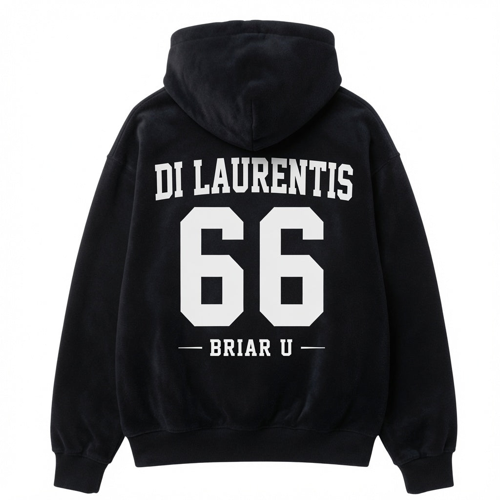 Hockey romance embroidered hoodie with varsity design