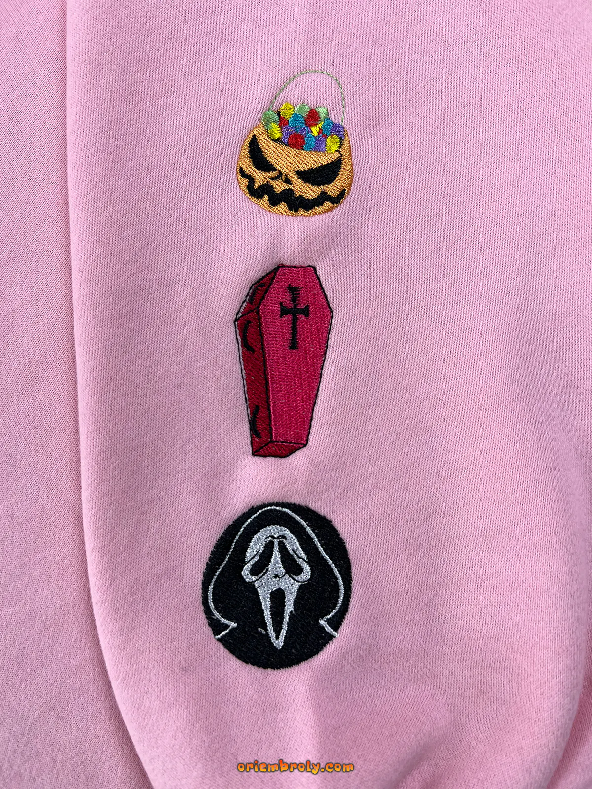 Halloween horror fan embroidered sweatshirt pink outfit