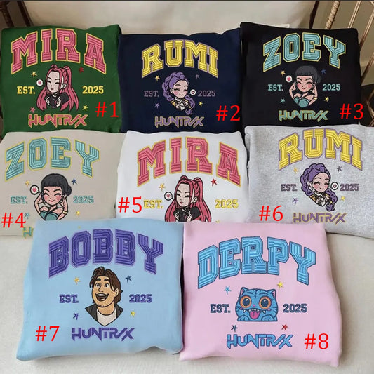 Embroidered KPOP Band Huntrix Sweatshirt, Derpy Tiger Demon Hunters Tee, Huntrix Fan Shirt, Funny Band Girls, Gift For Her