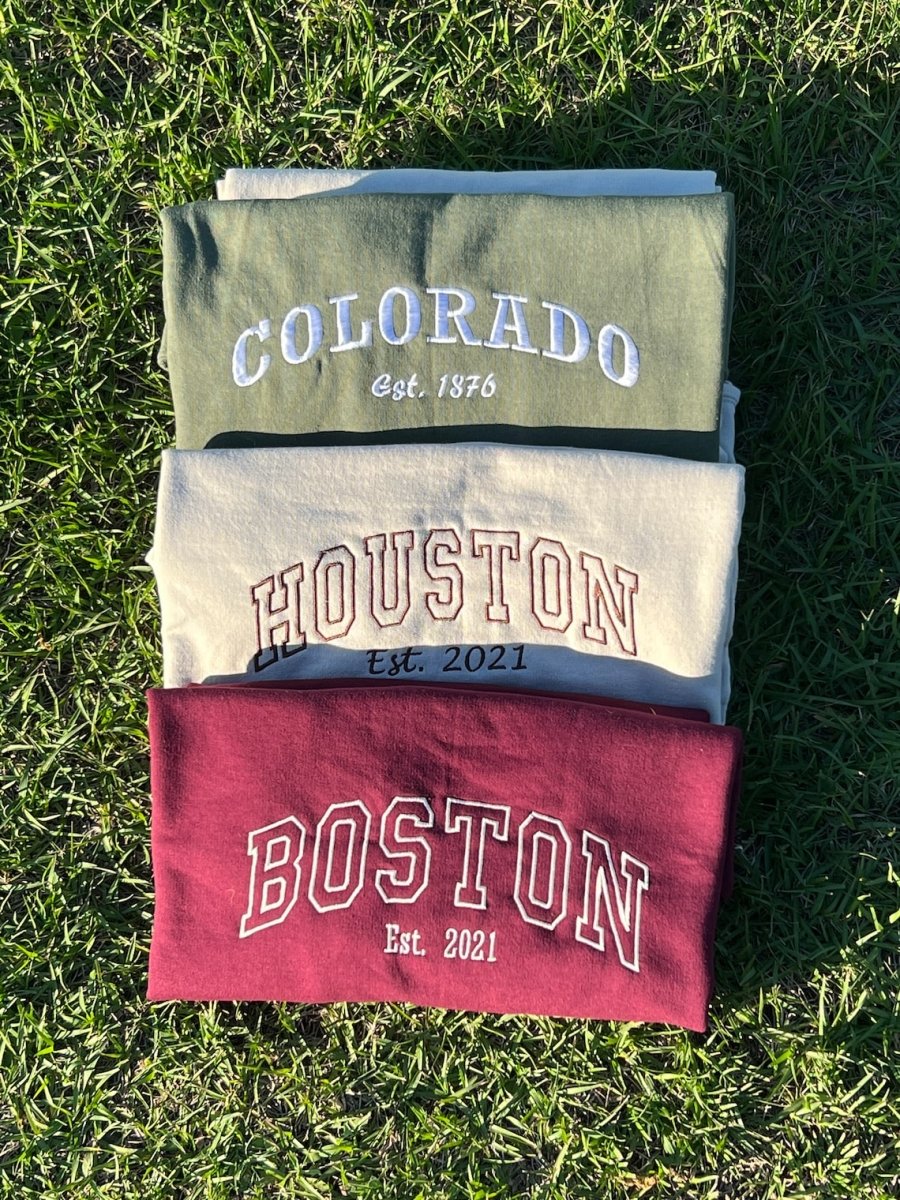 Personalized Embroidered Sweatshirt Custom Text Letters, Custom Embroidered - Oriembroly LLC