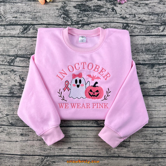 In October We Wear Pink embroidered sweatshirt unisex