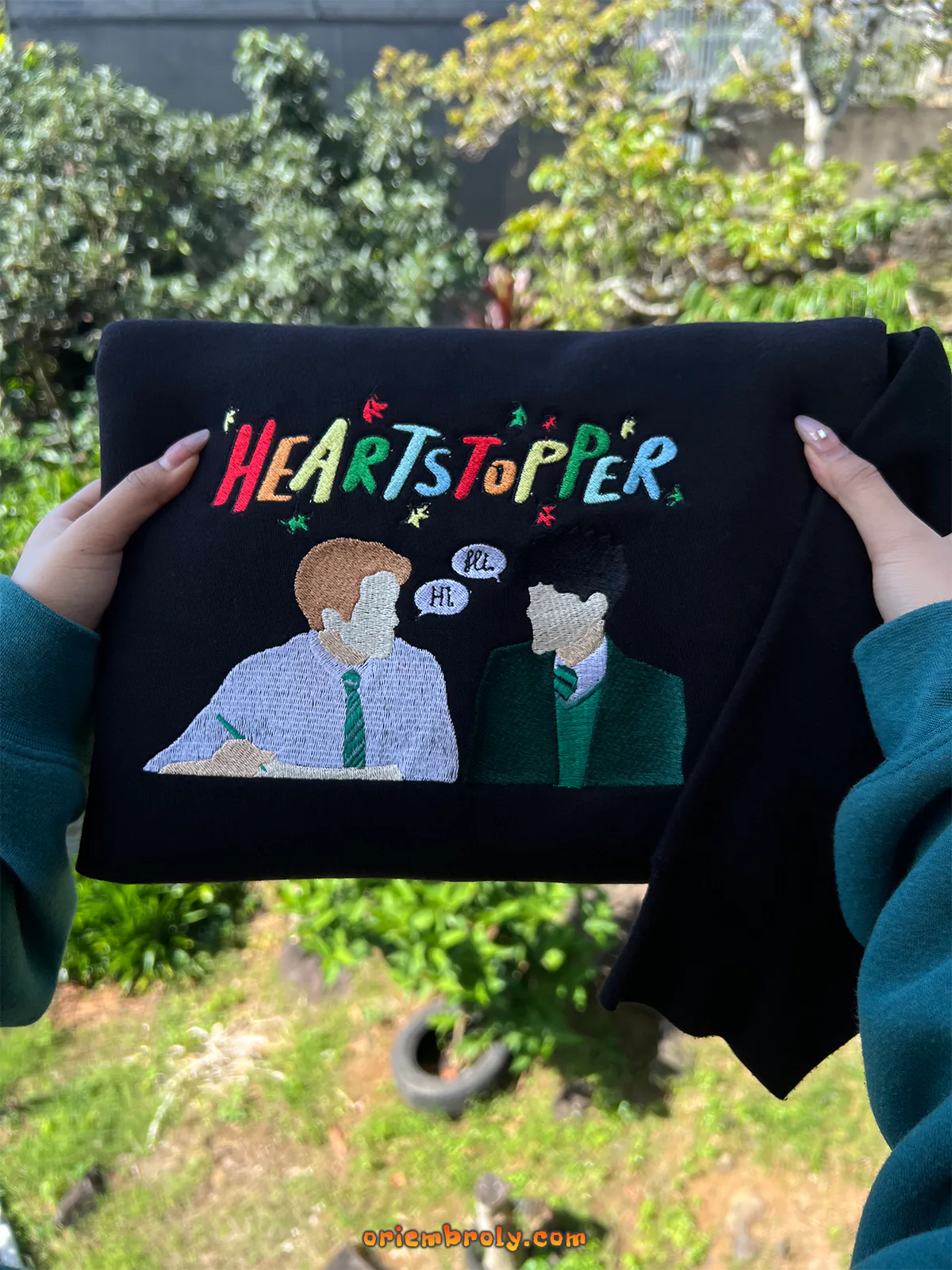 Romantic boy couple stitched sweatshirt