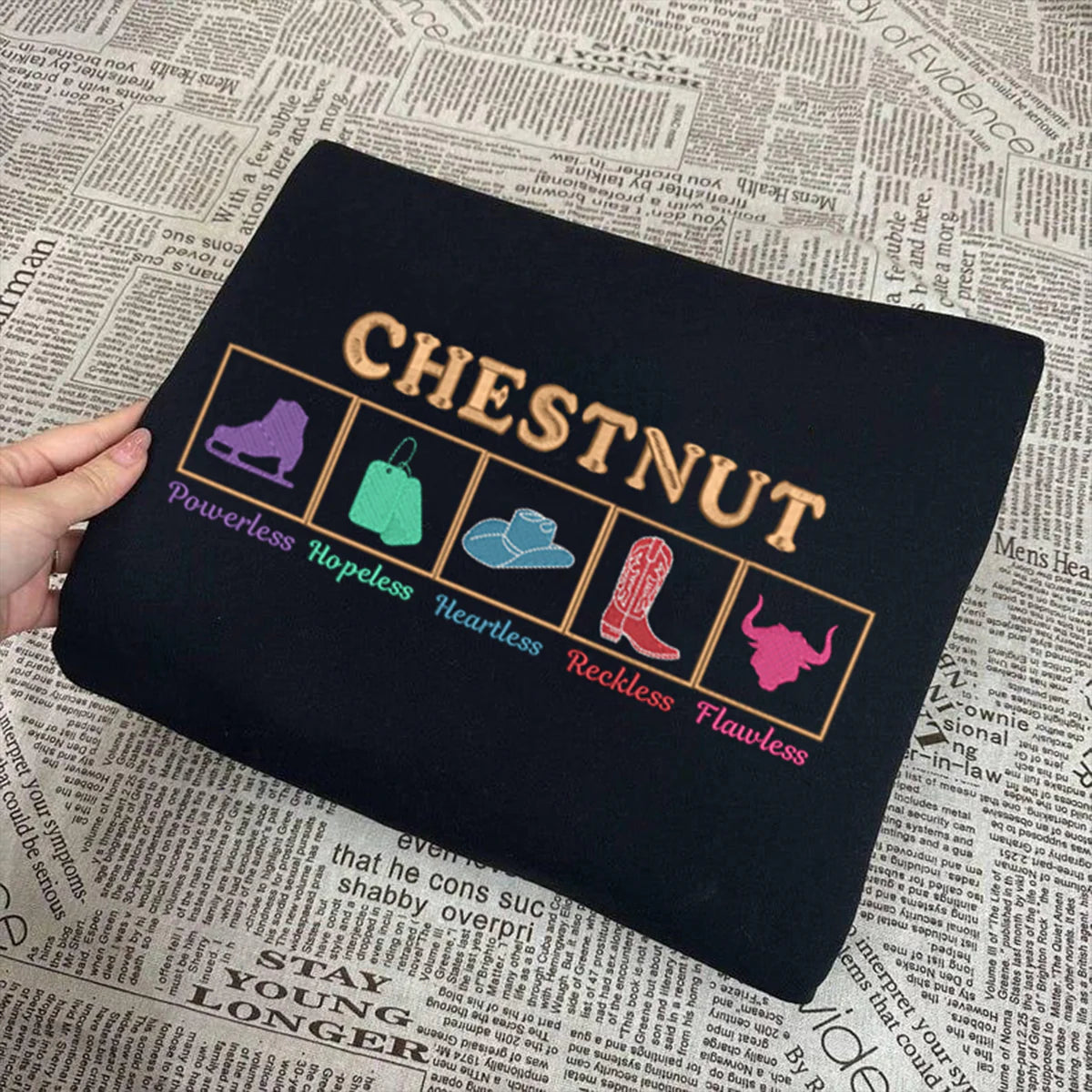 Chestnut Springs Series embroidered sweatshirt for cowboy romance fans, Elsie Silver bookish merch