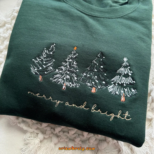 Merry and Bright embroidered Christmas sweatshirt