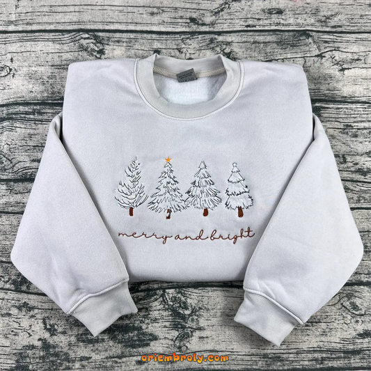 Merry and Bright embroidered Christmas sweatshirt