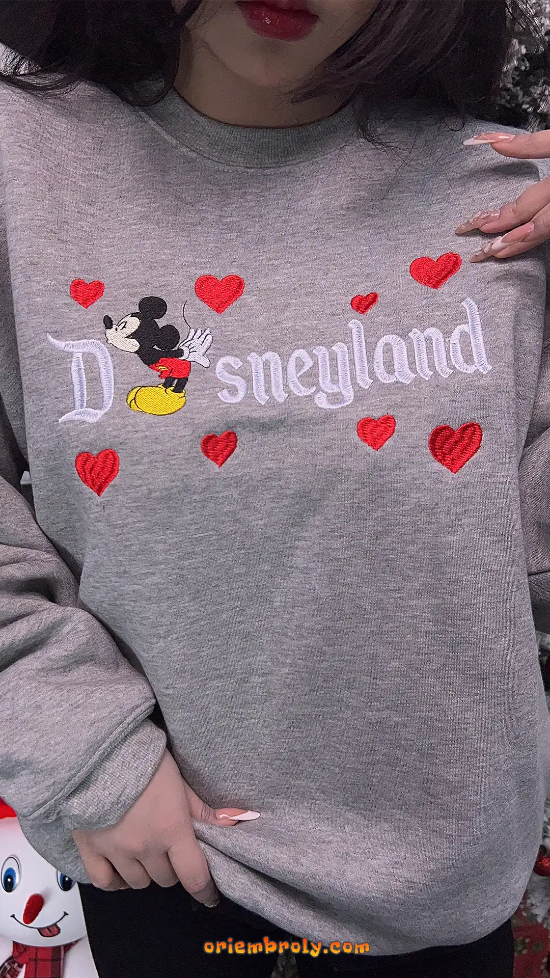 His and hers Mickey Minnie embroidered sweatshirts for Disneyland couple outfits