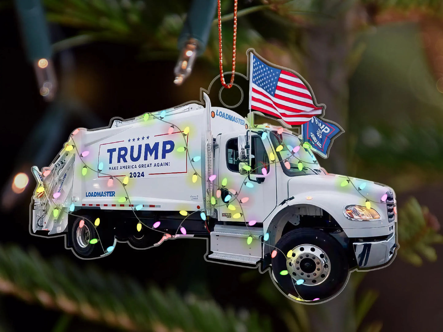 Political-themed holiday ornament with truck design
