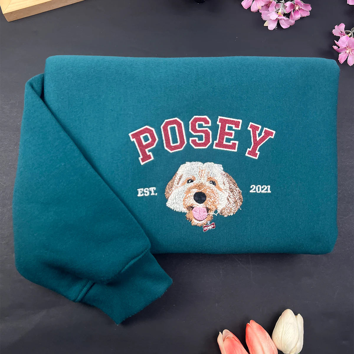 Embroidered Pet Portrait Hoodie - ORI258888 | Custom Dog & Cat Sweatshirt
