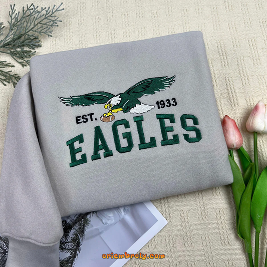 Philly Green Eagle Football Embroidered Sweatshirt