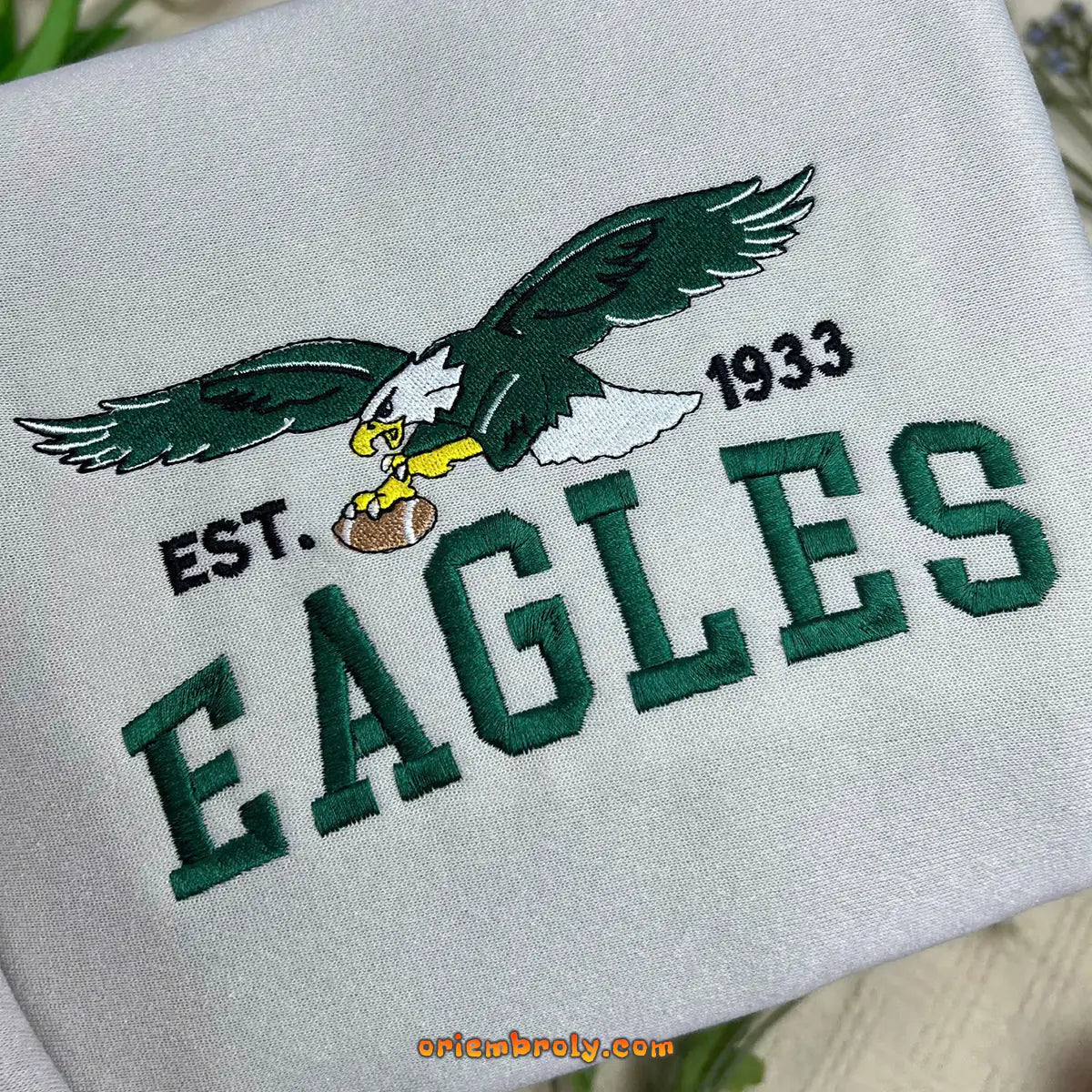 Philly Green Eagle Football Embroidered Sweatshirt