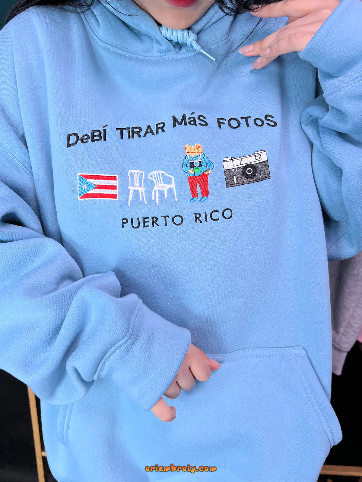 Puerto Rico flag embroidery unisex hoodie