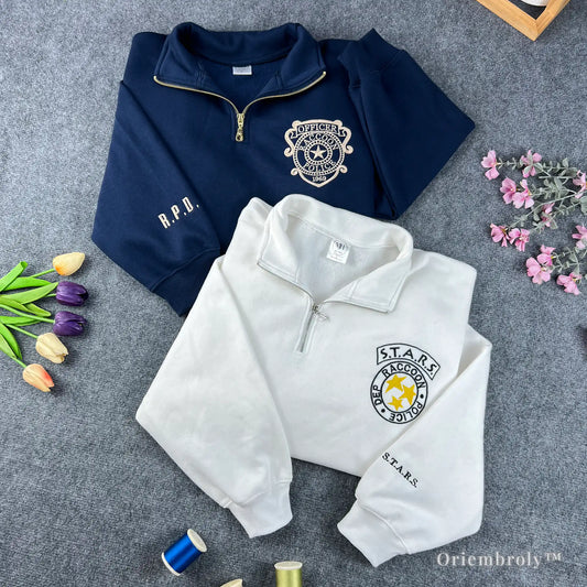 Resident Evil quarter zip embroidered sweatshirt gamer outfit