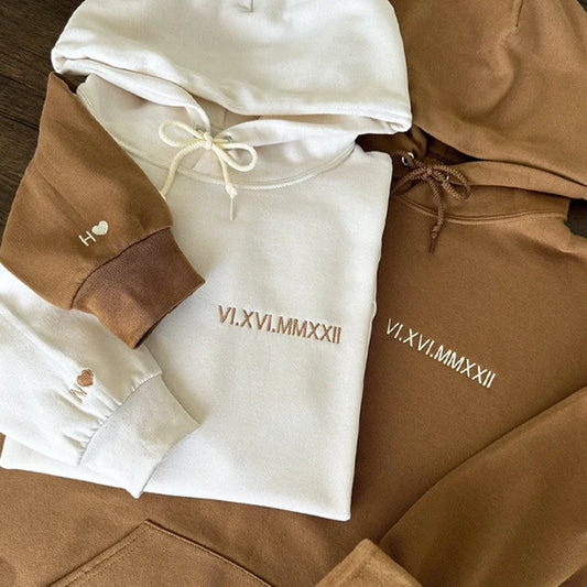 Roman Numeral Embroidered Sweatshirt on Chest β Unique Customizable Gift