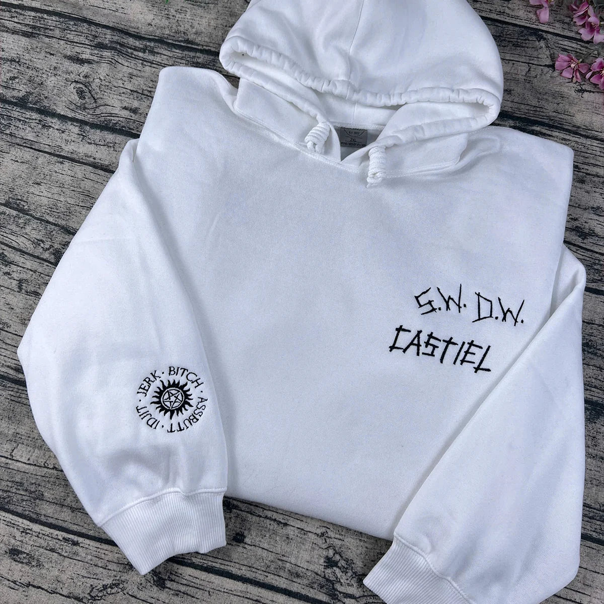 Supernatural Embroidered Sweatshirt – Dean, Sam, Castiel, Baby Car & Antipossession Symbol Hoodie – Fangirl Cosplay Jumper