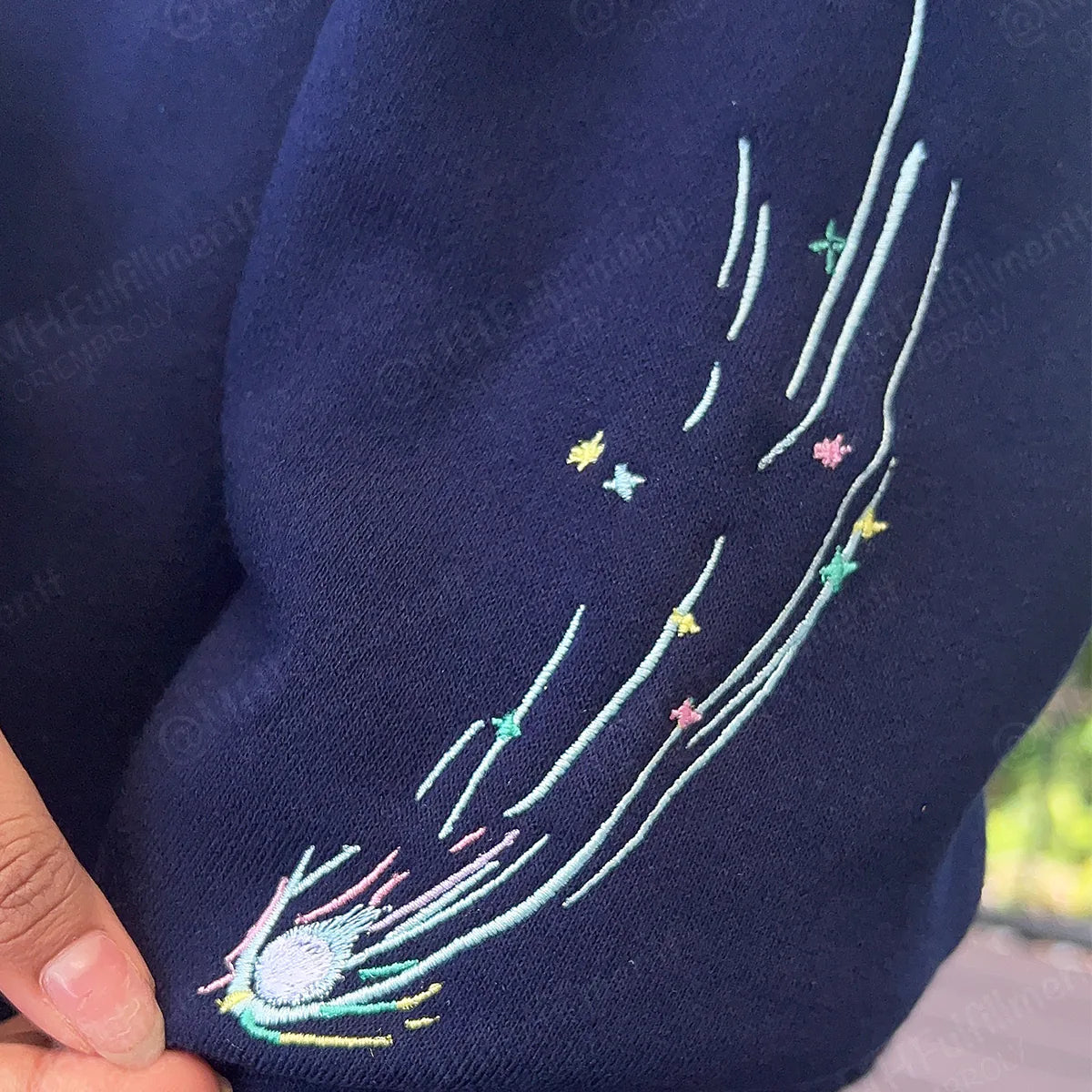 Soft unisex embroidered anime crewneck