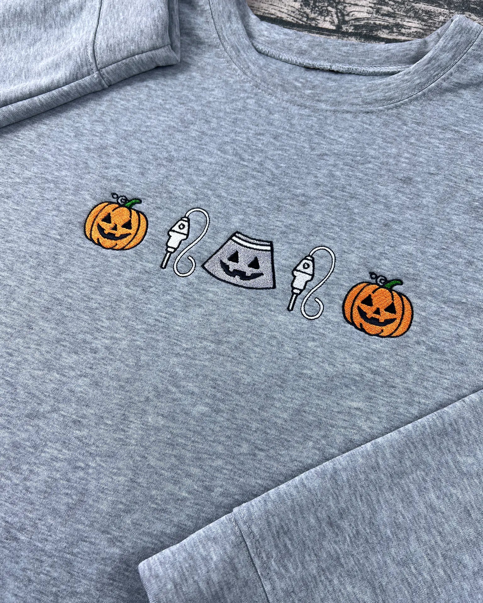 Spooky season fall sweater – Halloween embroidered sweatshirt with pumpkin and ghost design