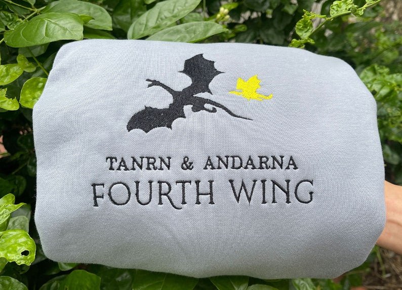 Tairn and Andarna dragon embroidery on light gray pillowcase