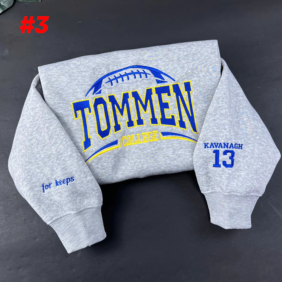 Tommen College crewneck sweatshirt embroidered with Boys of Tommen characters from Binding 13