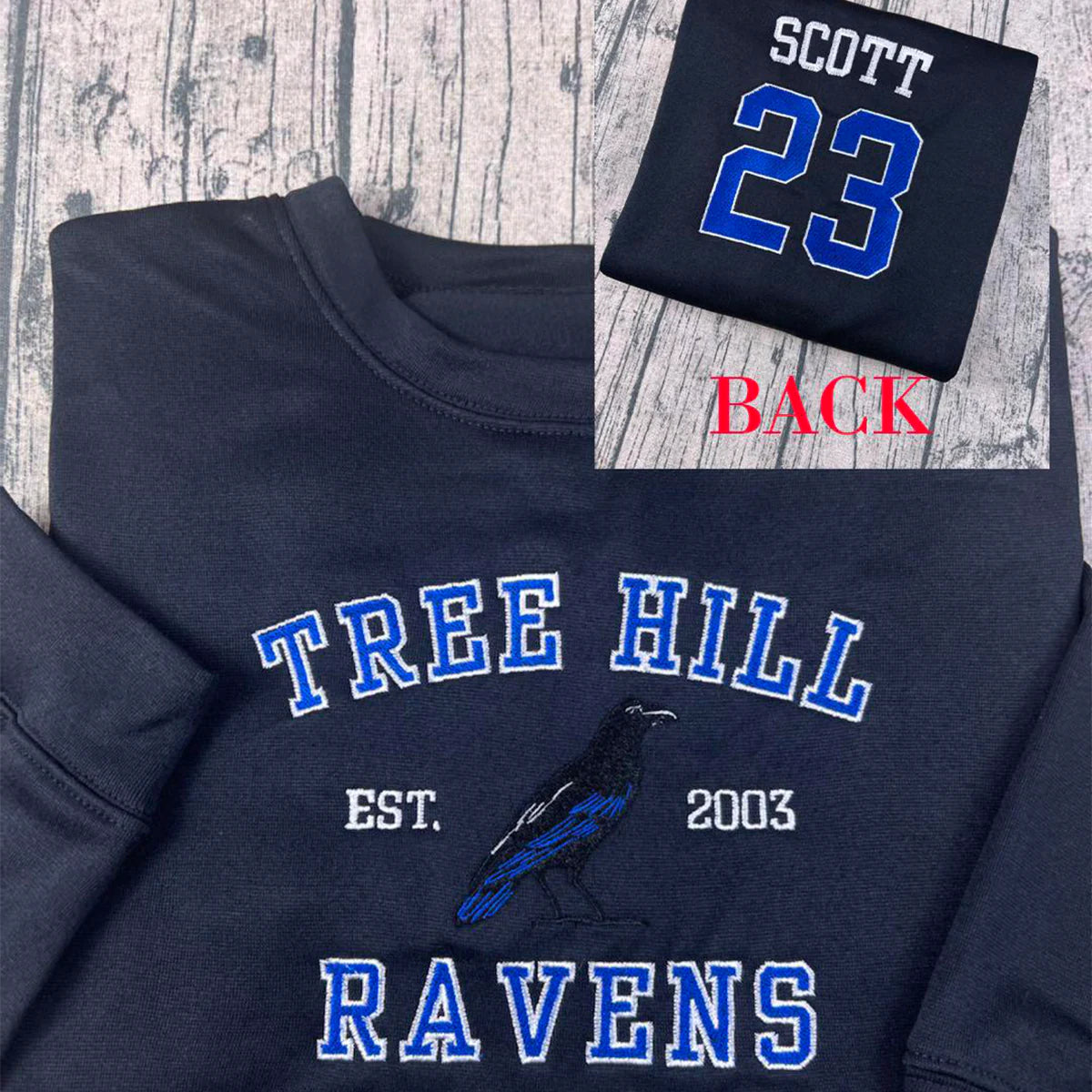 Tree Hill Ravens Embroidered Sweatshirt | Nathan Scott 23 Crewneck | One Tree Hill Merch