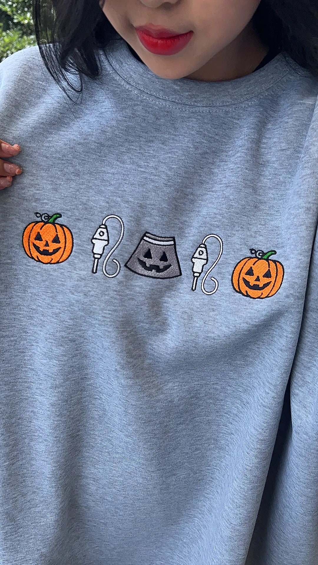 Trick or Treat Halloween embroidered sweatshirt – cozy pumpkin fall crewneck sweater