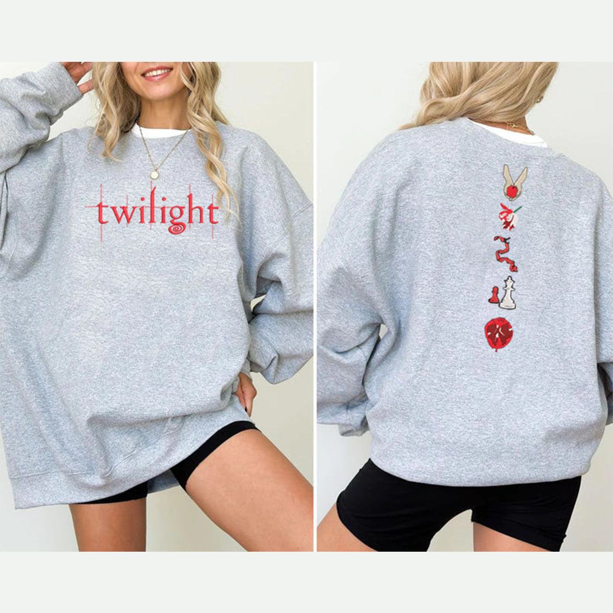 Bookish Twilight embroidered sweatshirt with Edward Cullen vampire design, ideal for fans of the Twilight Saga and book cover aesthetic.