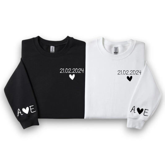 Unique Roman numeral sweatshirt for Valentineβs Day, custom embroidered with a meaningful date.
