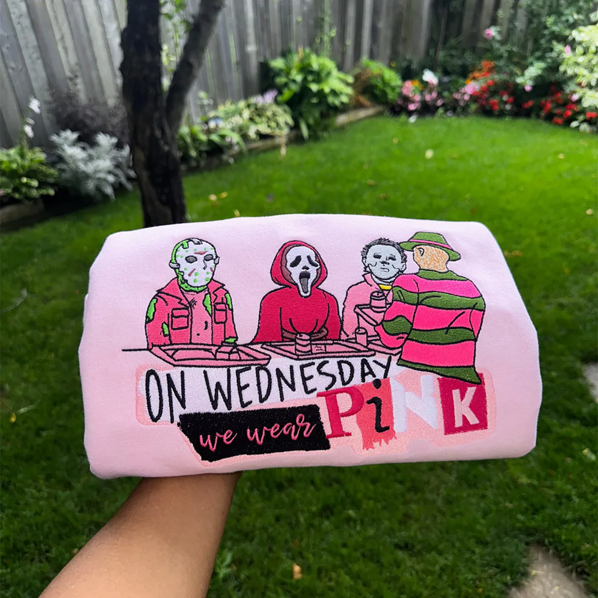 Funny horror movie crewneck for spooky season