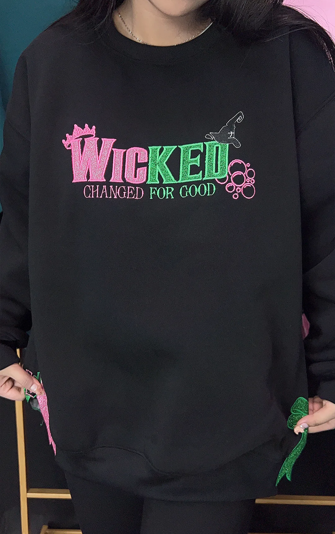 Glitter embroidered Wicked crewneck sweatshirt for 2025 collection