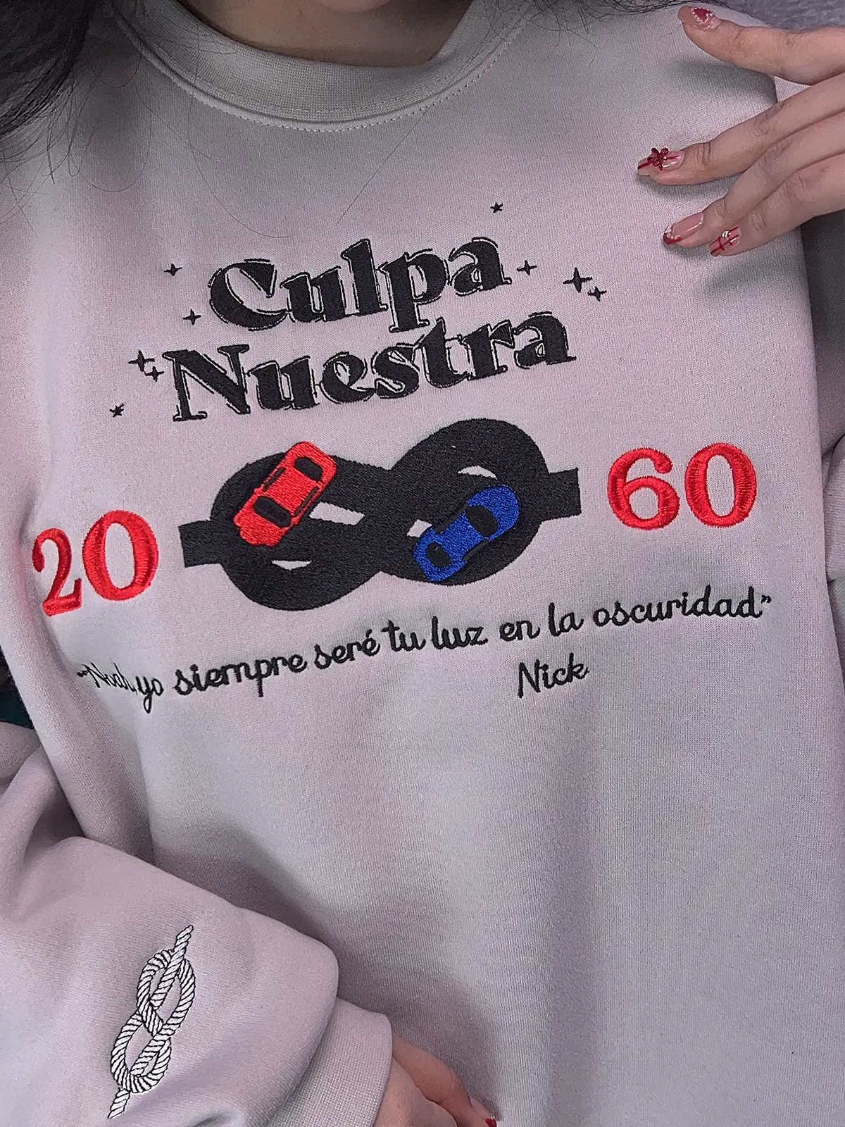 Minimalist embroidery design on cotton sweatshirt