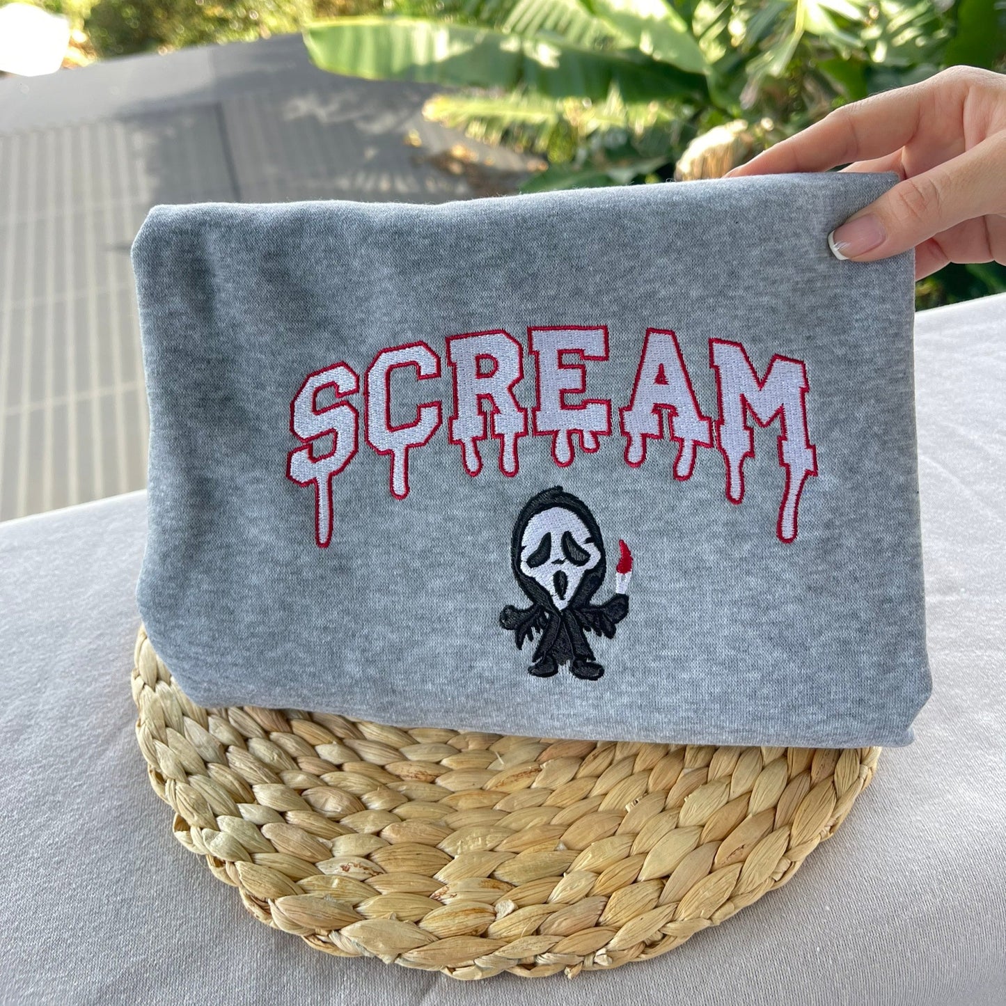 Scream Embroidered Ghostface Hoodie, Horror Movie Characters Sweatshirt - Oriembroly LLC