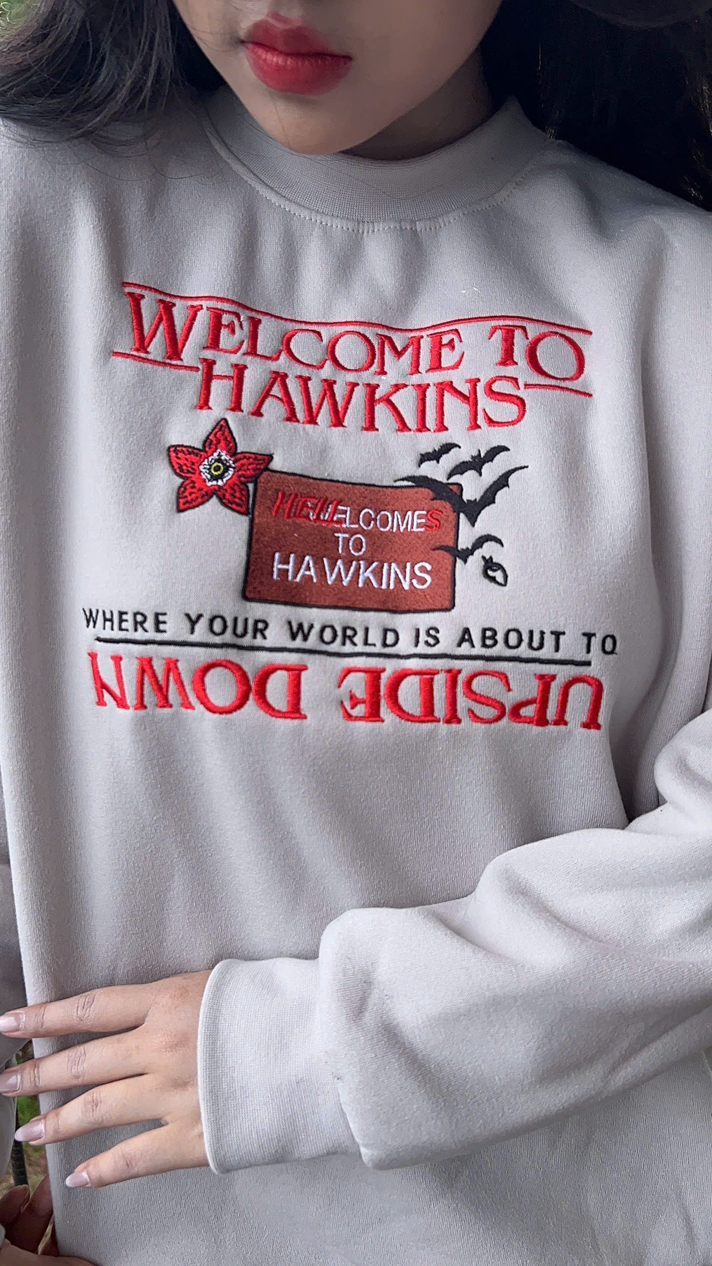 Hawkins Indiana Embroidered Sweatshirt