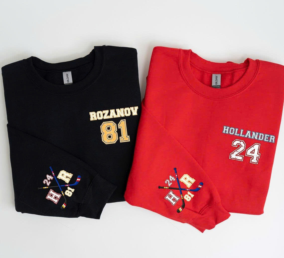Embroidered Team Hollanov Hockey Romance Hoodie – Heated Rivalry LGBT Fan Gift, Unisex Sweatshirt