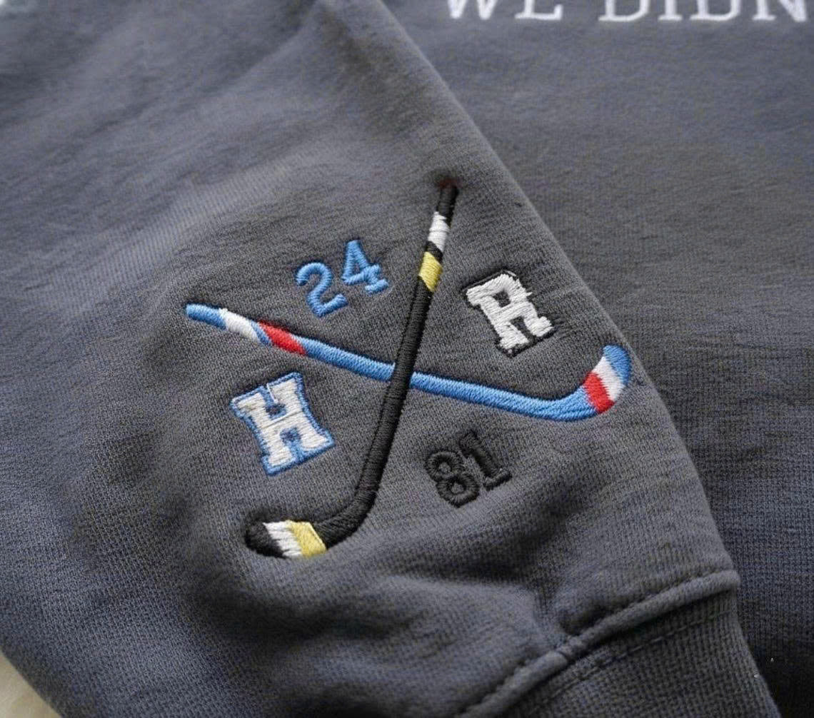 Embroidered Hockey Romance Sweatshirt “We Didn’t Even Kiss” – Heated Rivalry LGBT Hockey Fan Gift
