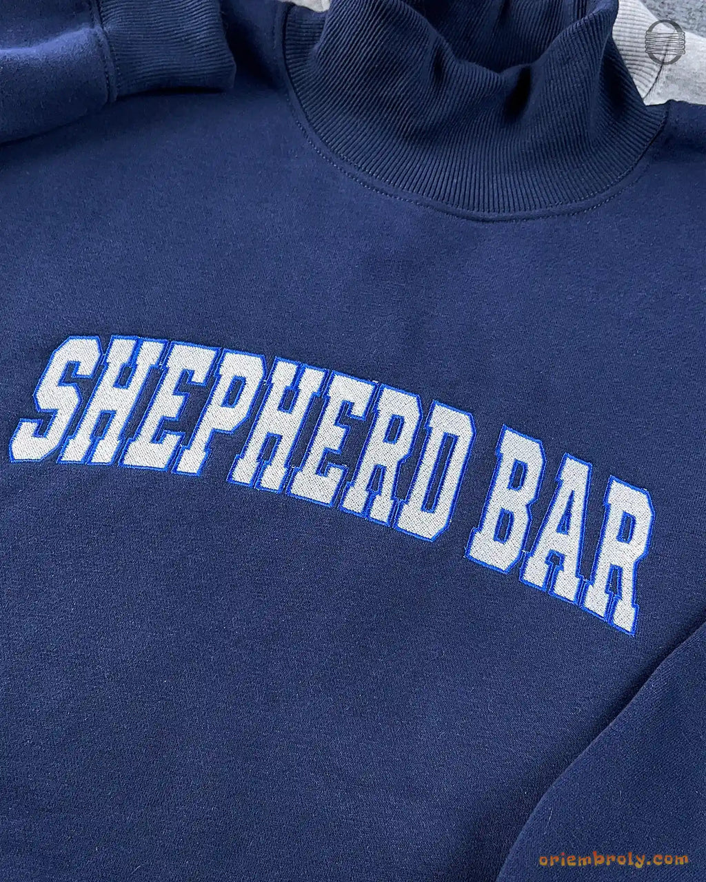 Custom Arched Varsity Collegiate Embroidered Oversized Mock Neck Sweatshirt