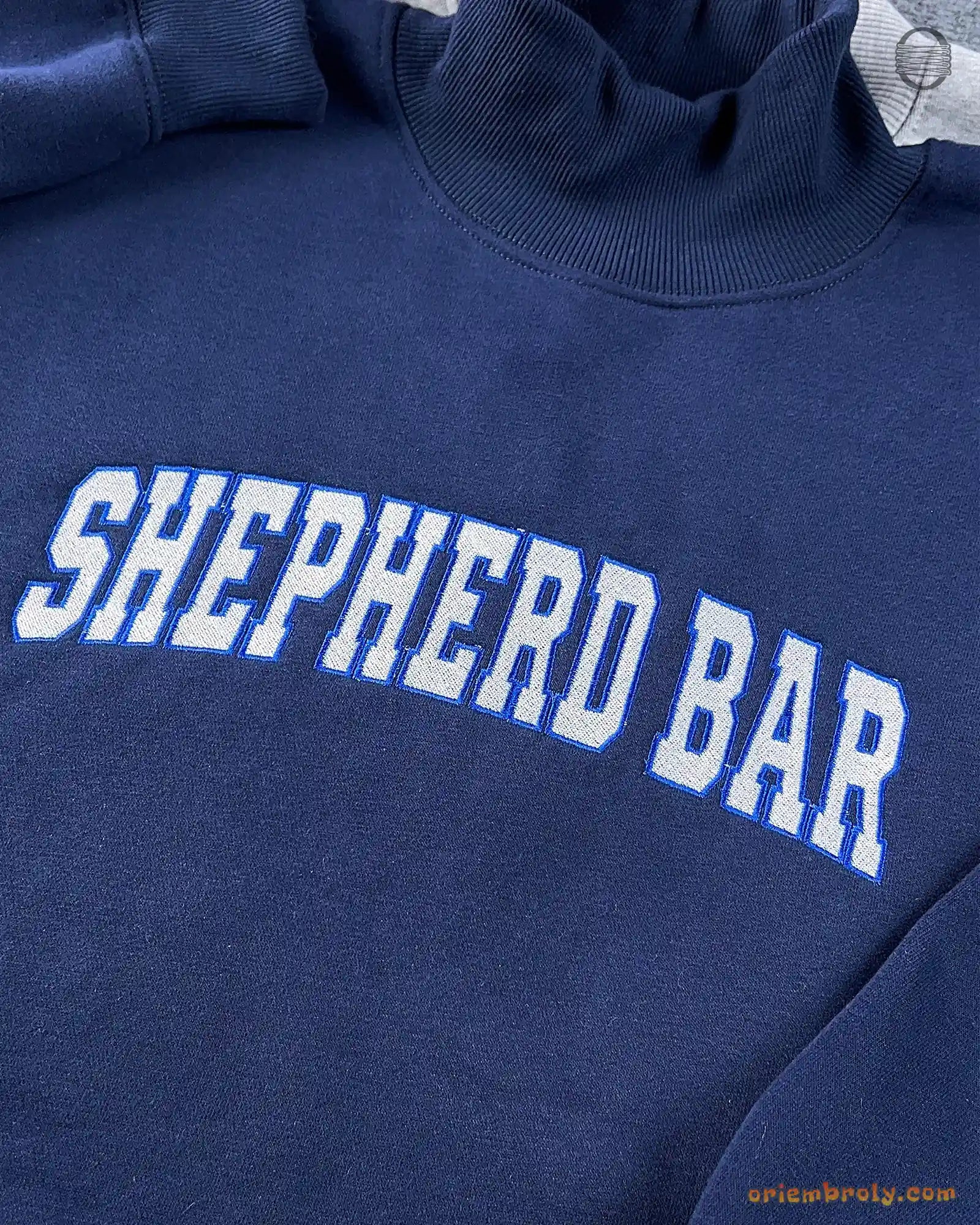 Custom Arched Varsity Collegiate Embroidered Oversized Mock Neck Sweatshirt